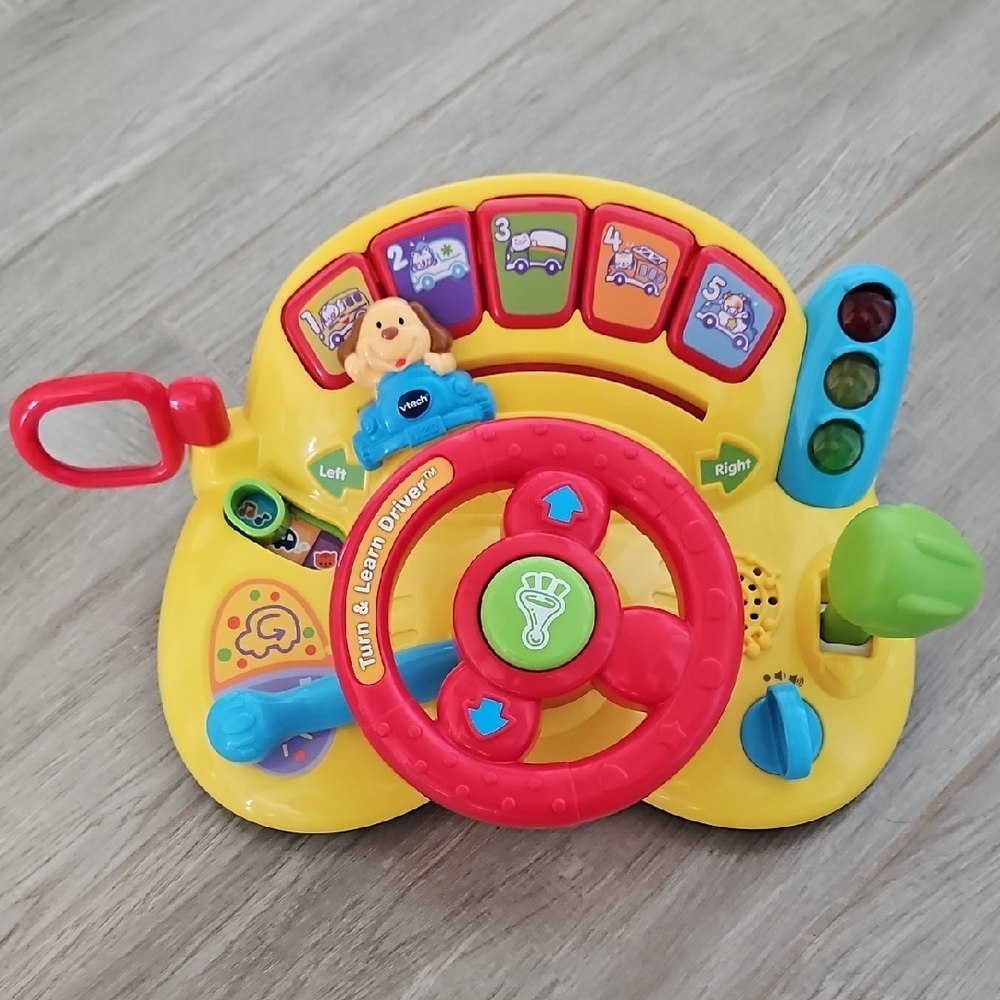 Interactive Yellow and Red Steering Wheel Toy